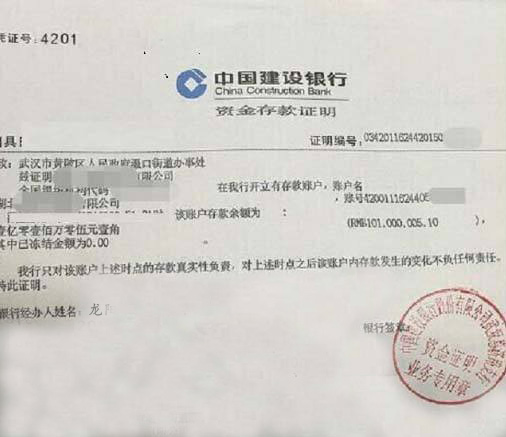 武汉龙先生1亿零1佰万个人资金证明(图1)